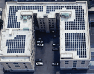 Completed solar array on an NYC public building